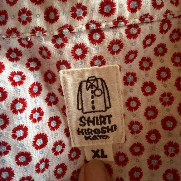 HIROSHI KATO Slim Button Down Short Sleeve Shirt 100% Cotton Flower - Picture 5 of 6